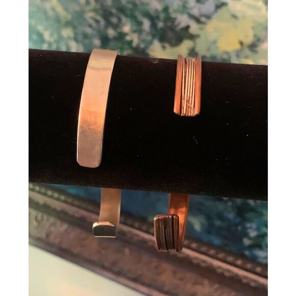 Hechoen Mexican Silver Cuff and Silver-Copper Cuff, Set of 2 - Picture 2 of 5